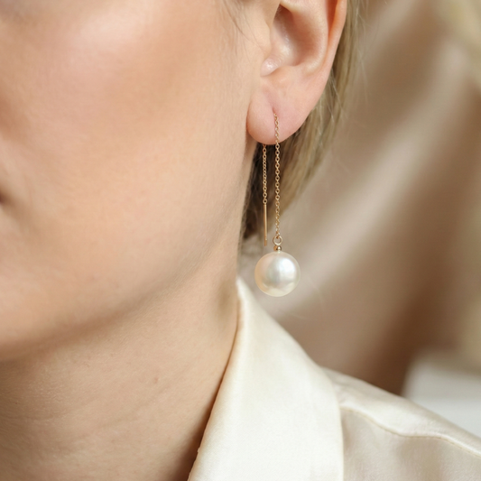 Maya Coin Pearl Threader Earrings