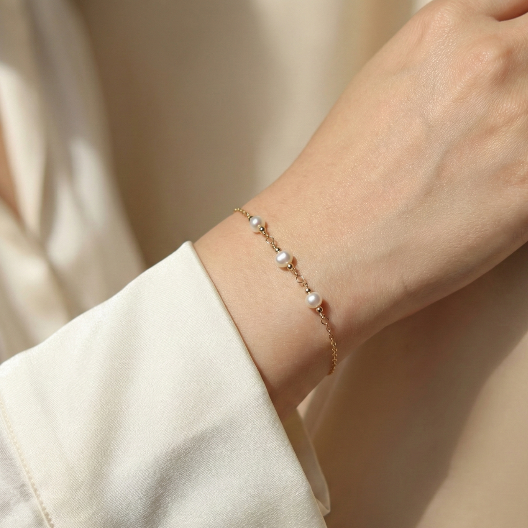 Livia Three Pearl and Beads Bracelet