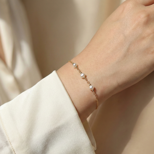 Livia Three Pearl and Beads Bracelet