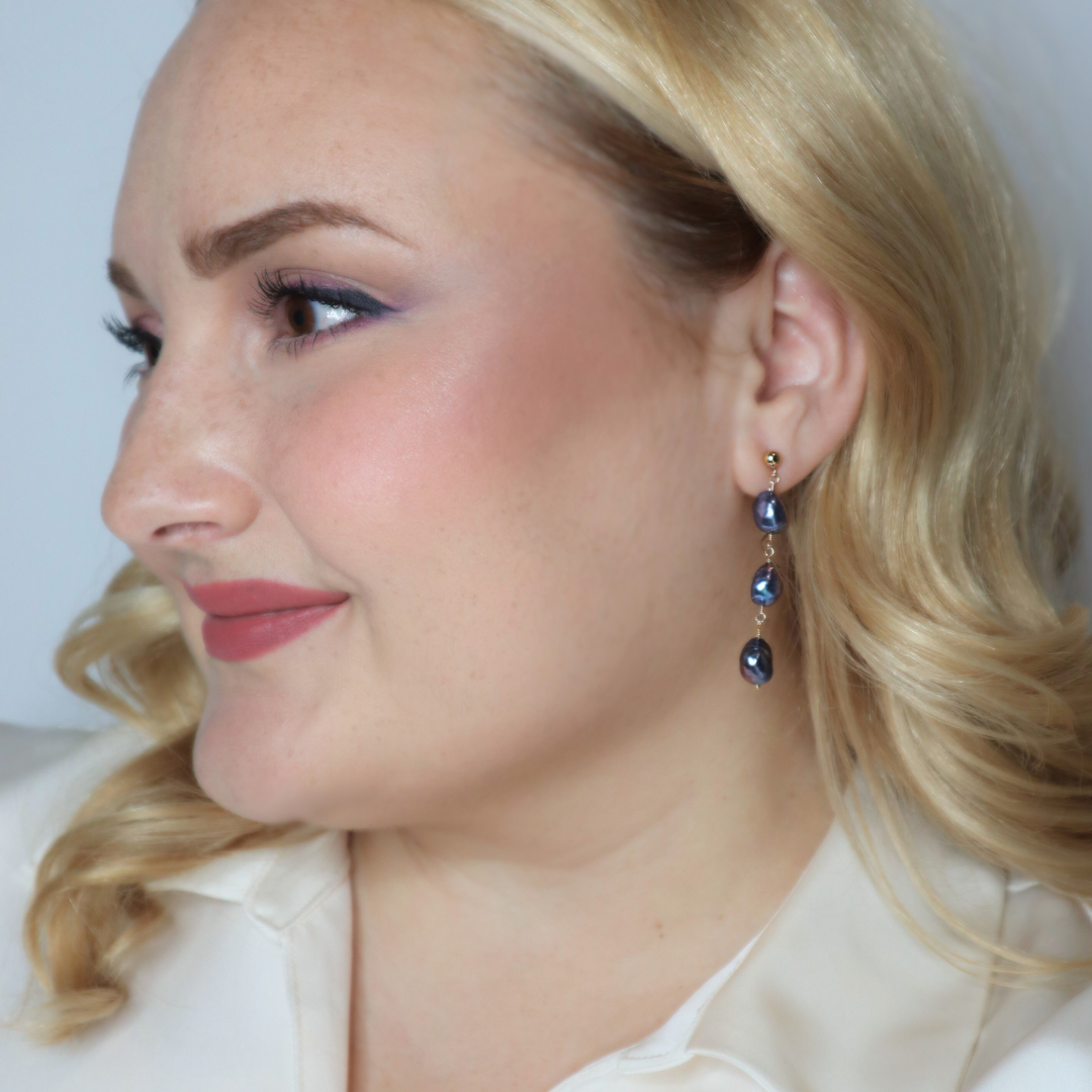 Elara Black Pearl Drop Earrings
