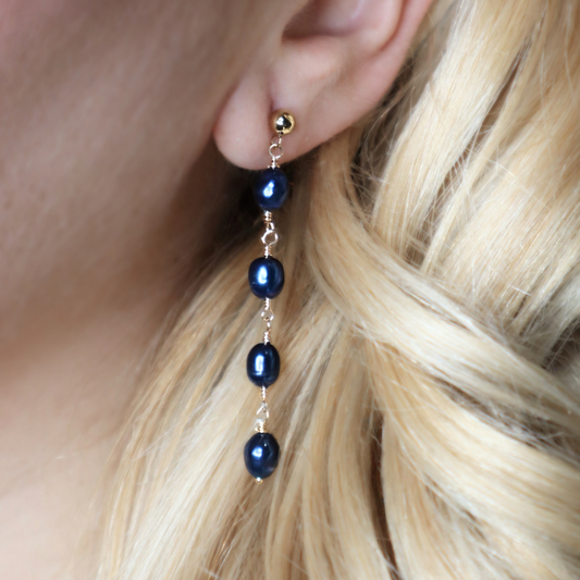 Amelia Black Pearl Drop Earrings