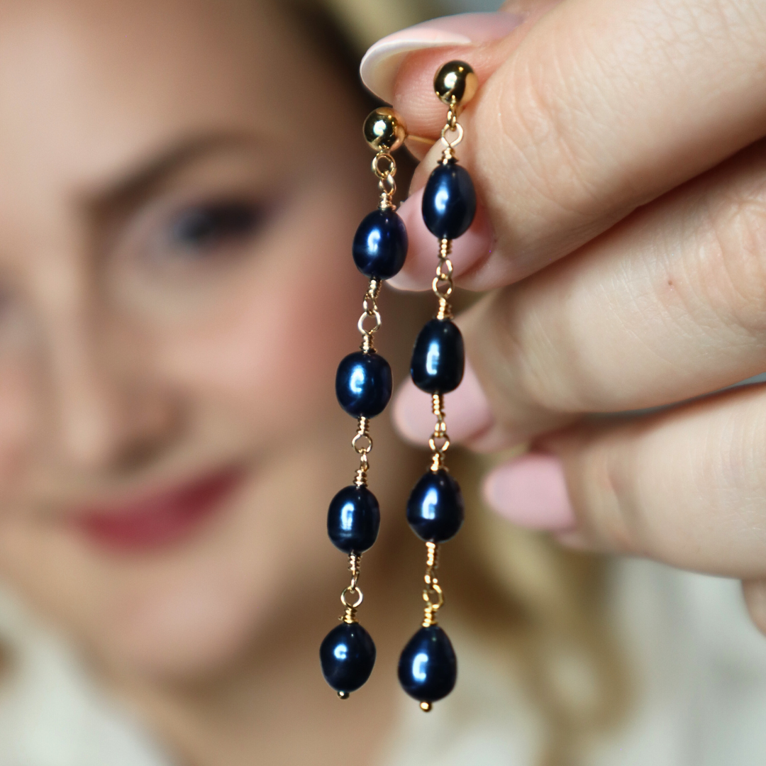 Amelia Black Pearl Drop Earrings