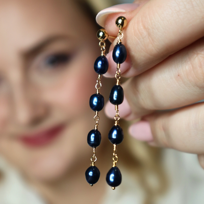 Amelia Black Pearl Drop Earrings