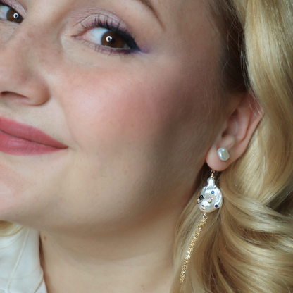 Gemma 3 in 1 Convertible Bejeweled Baroque Pearl Tassel Earrings