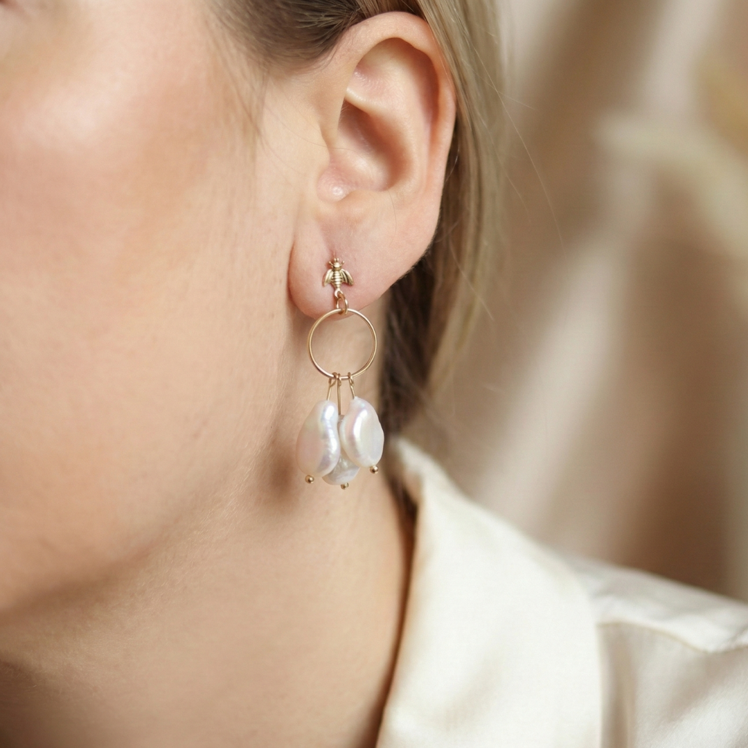 Anyi Bee Dreamcatcher Pearl Earrings