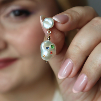 Gemmelle 3 in 1 Convertible Baroque Pearl Earrings