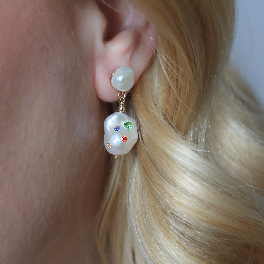 Gemmelle 3 in 1 Convertible Baroque Pearl Earrings