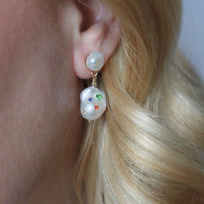 Gemmelle 3 in 1 Convertible Baroque Pearl Earrings