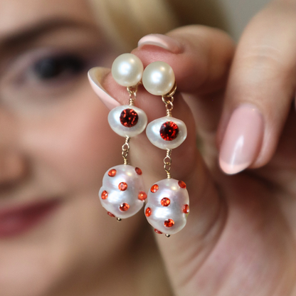 Coraline 3 in 1 Convertible Bejewelled Baroque Pearl Earrings