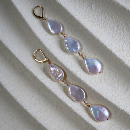 Calista Triple Drop Pearl Earrings