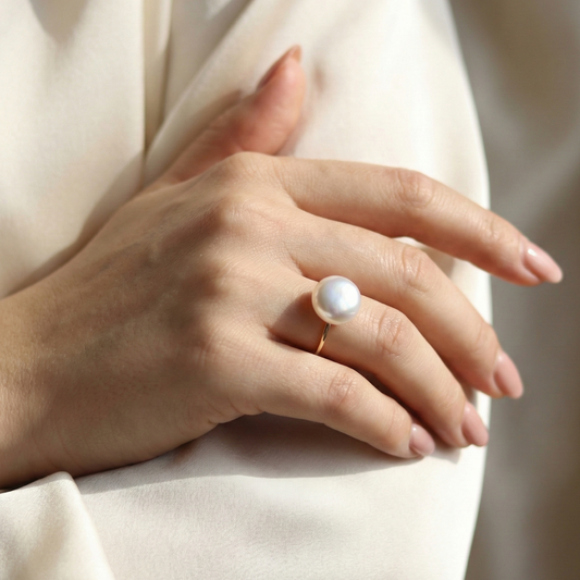 Maya Coin Pearl Ring