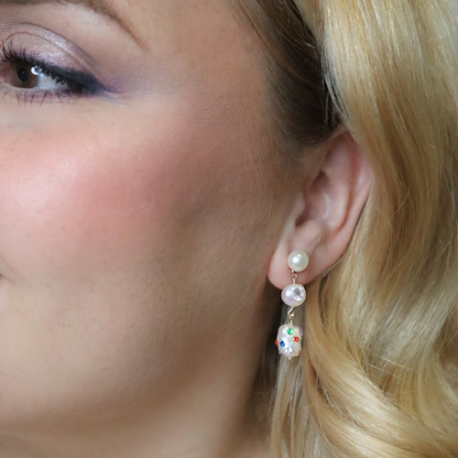 Aurora 3 in 1 Convertible Bejewelled Baroque Pearl Earrings
