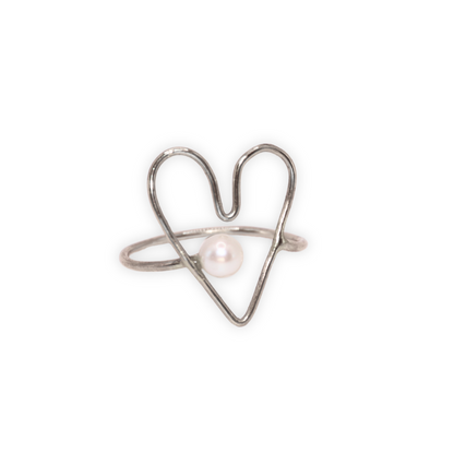 Viola Heart and Pearl Ring