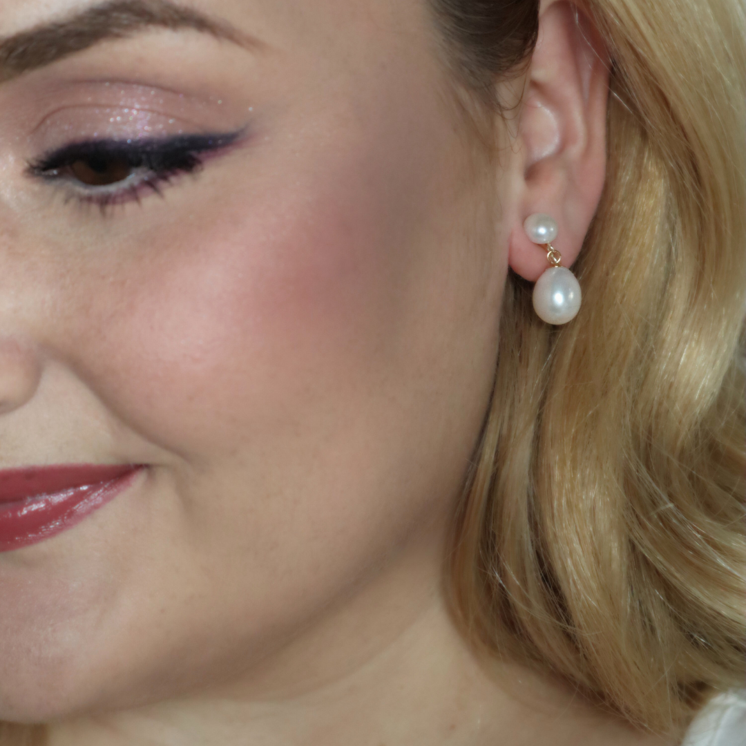 Julia Double Pearl Earrings - Clip On