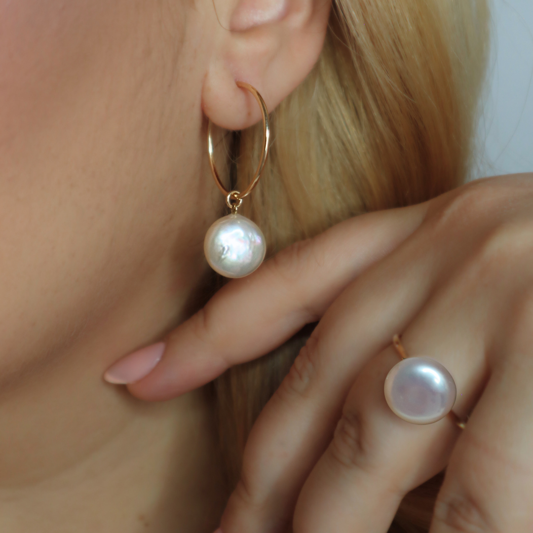Maya 2 in 1 Coin Pearl Hoop Earrings