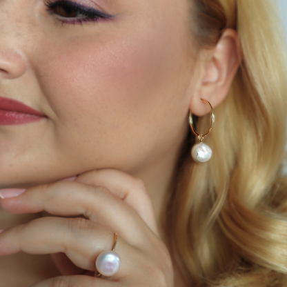 Maya 2 in 1 Coin Pearl Hoop Earrings