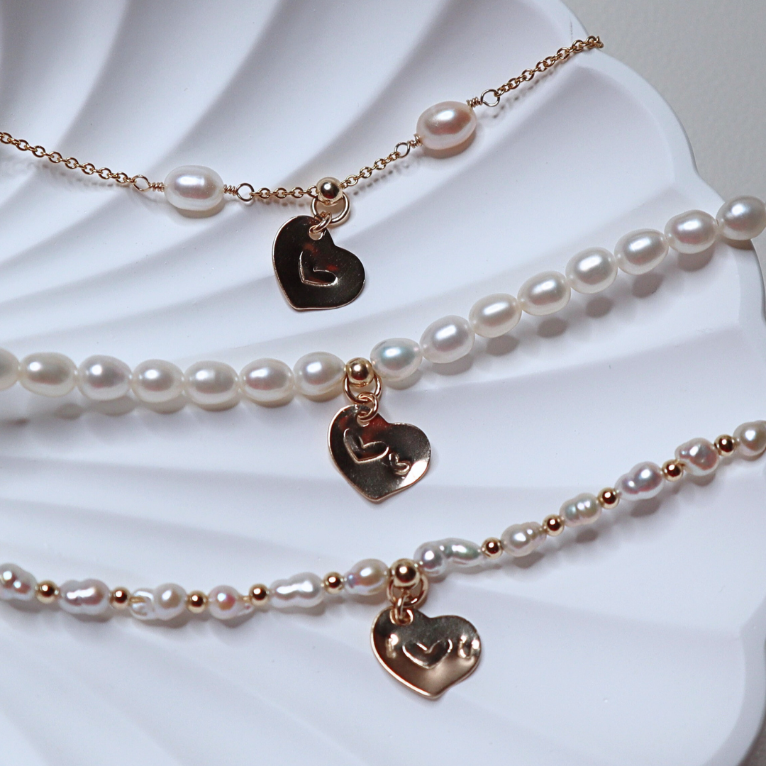 Timeless Bond Pearl Necklace with Personalised Heart Charm