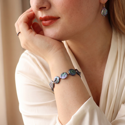 Celeste Black Baroque Coin Pearls Bracelet