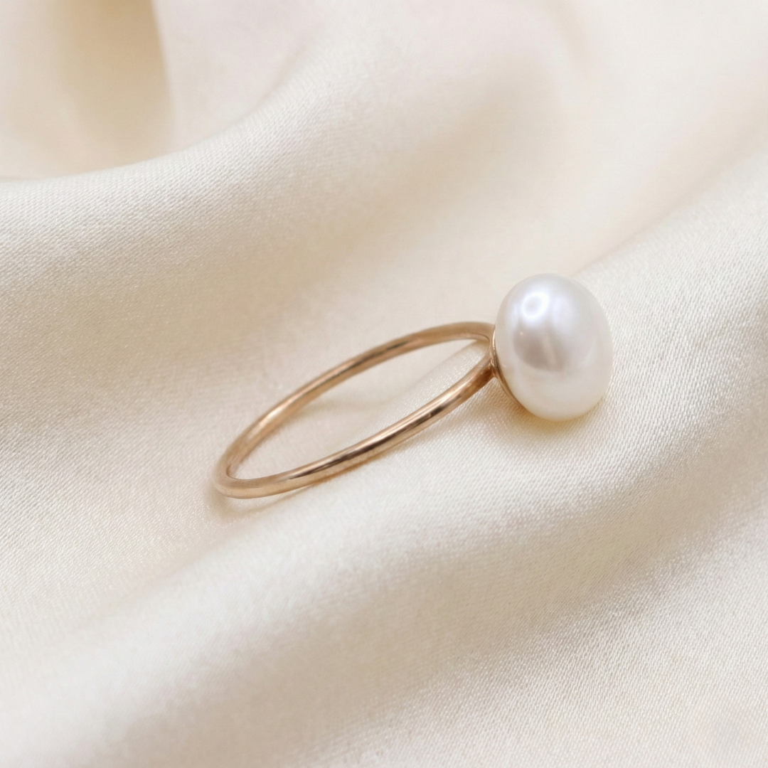 Eliza Button Pearl Ring