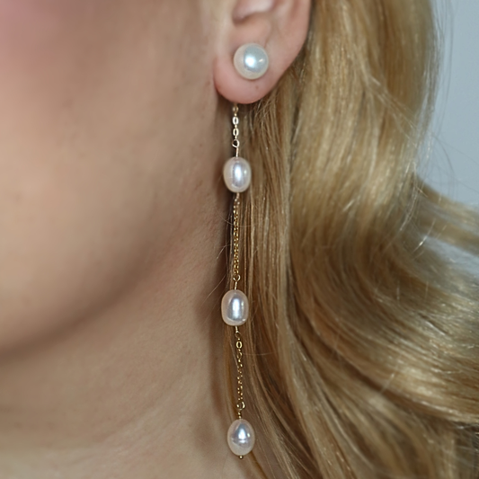 Maria 3 in 1 Convertible Long Pearl Earrings