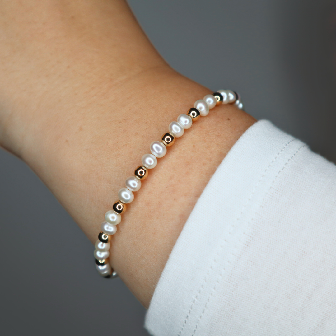 Ruby Pearl and Beads Cluster Bracelet