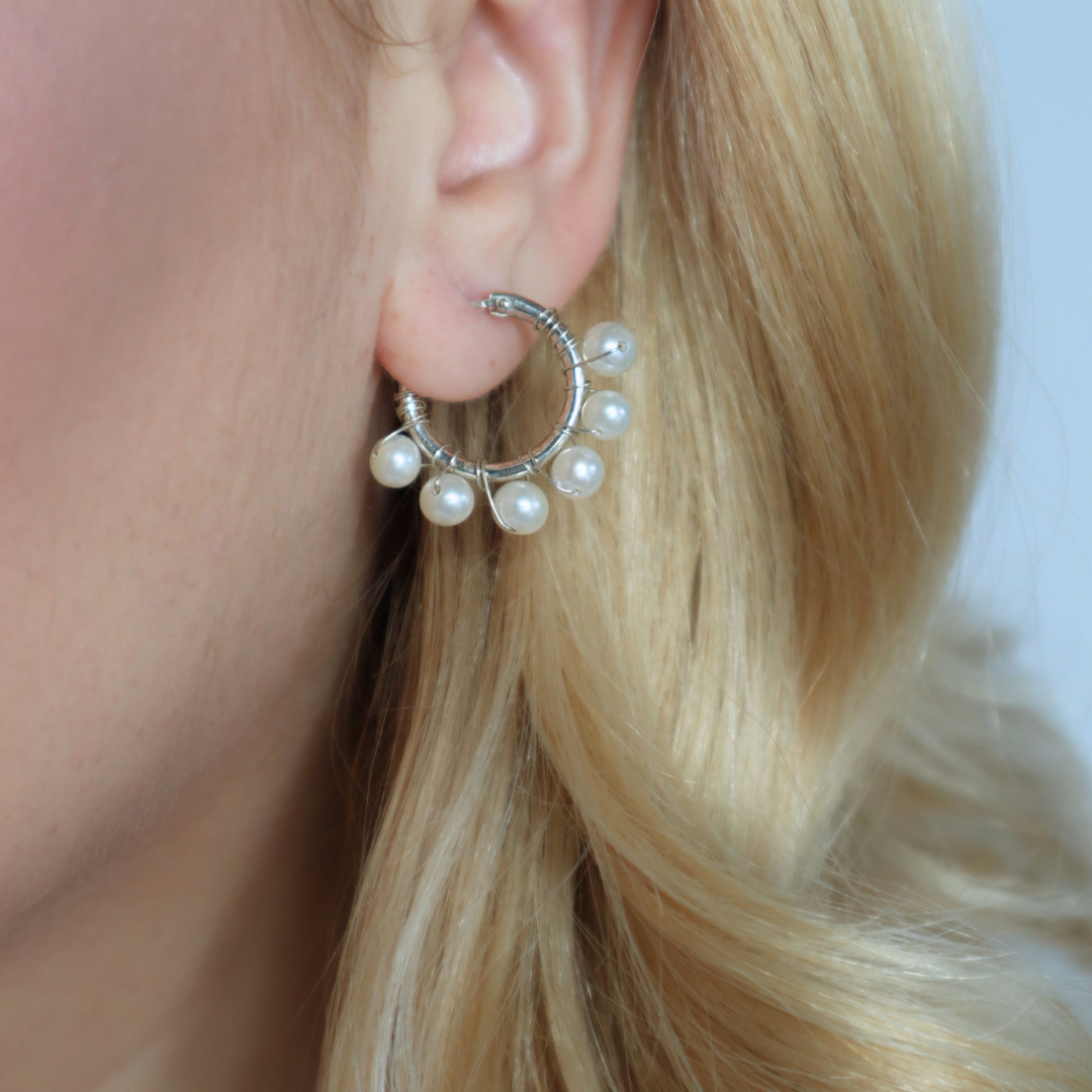 Estelle Pearl Wrap Hoops