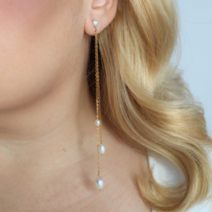 Isadora Waterfall Drop Pearl Earrings