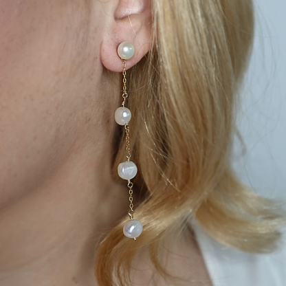 Luna 3 in 1 Convertible Long Baroque Pearl Earrings
