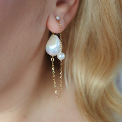 Delphine Backdrop Baroque Pearl Statement Earrings