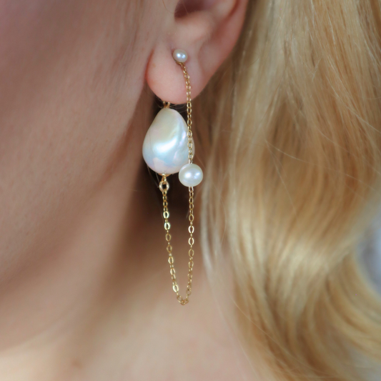 Delphine Backdrop Baroque Pearl Statement Earrings