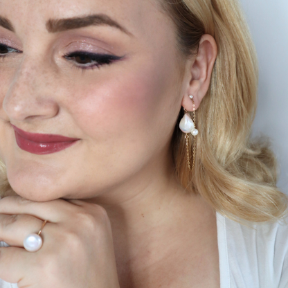 Delphine Backdrop Baroque Pearl Statement Earrings