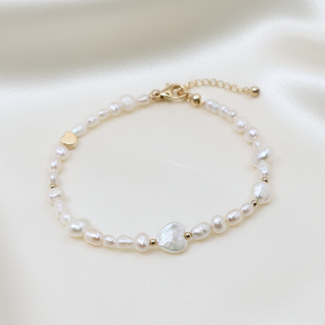 Selene Hearts, Beads and Pearls Bracelet
