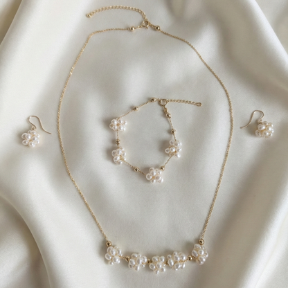 Rosalie Five Pearl Blossom Necklace - Centered