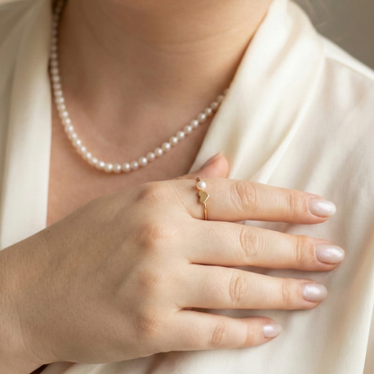 Daphne Heart and Pearl Ring