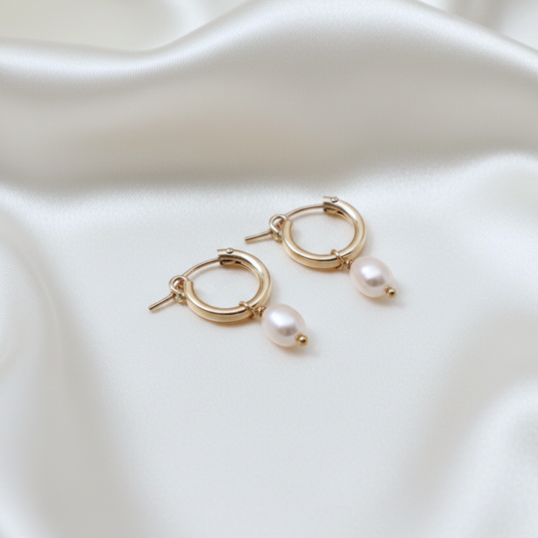 Ella Small 2 in 1 Pearl Hoop Earrings