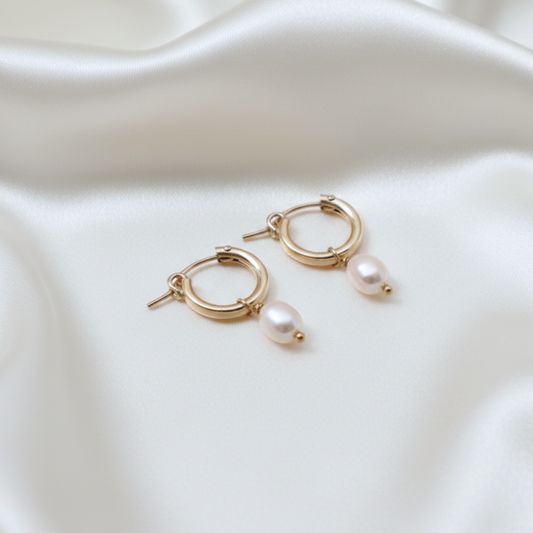 Ella Small 2 in 1 Pearl Hoop Earrings