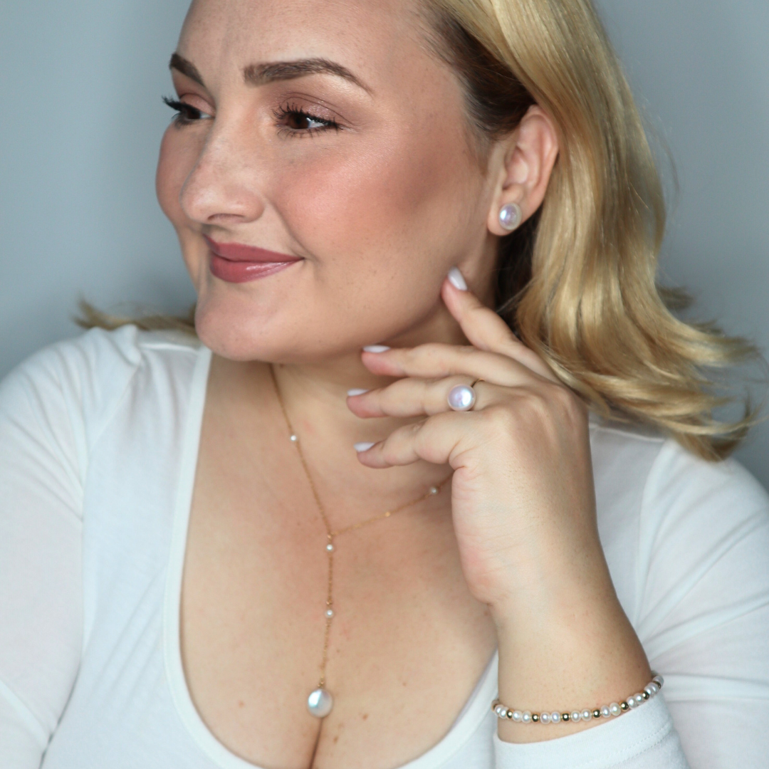 Maya Coin Pearl Stud Earrings