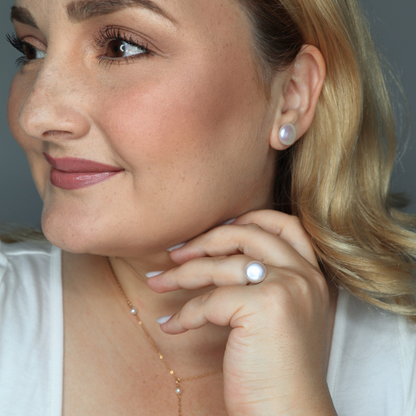 Maya Coin Pearl Stud Earrings