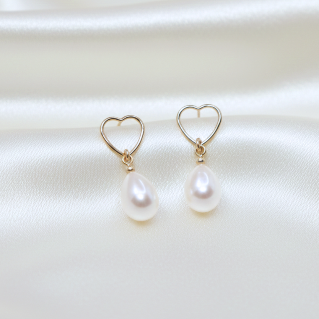 Arabella Heart and Teardrop Pearls Earrings