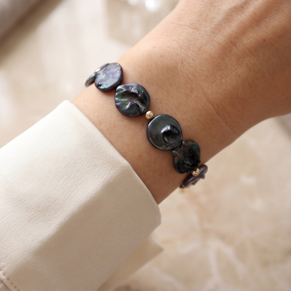 Celeste Black Baroque Coin Pearls Bracelet