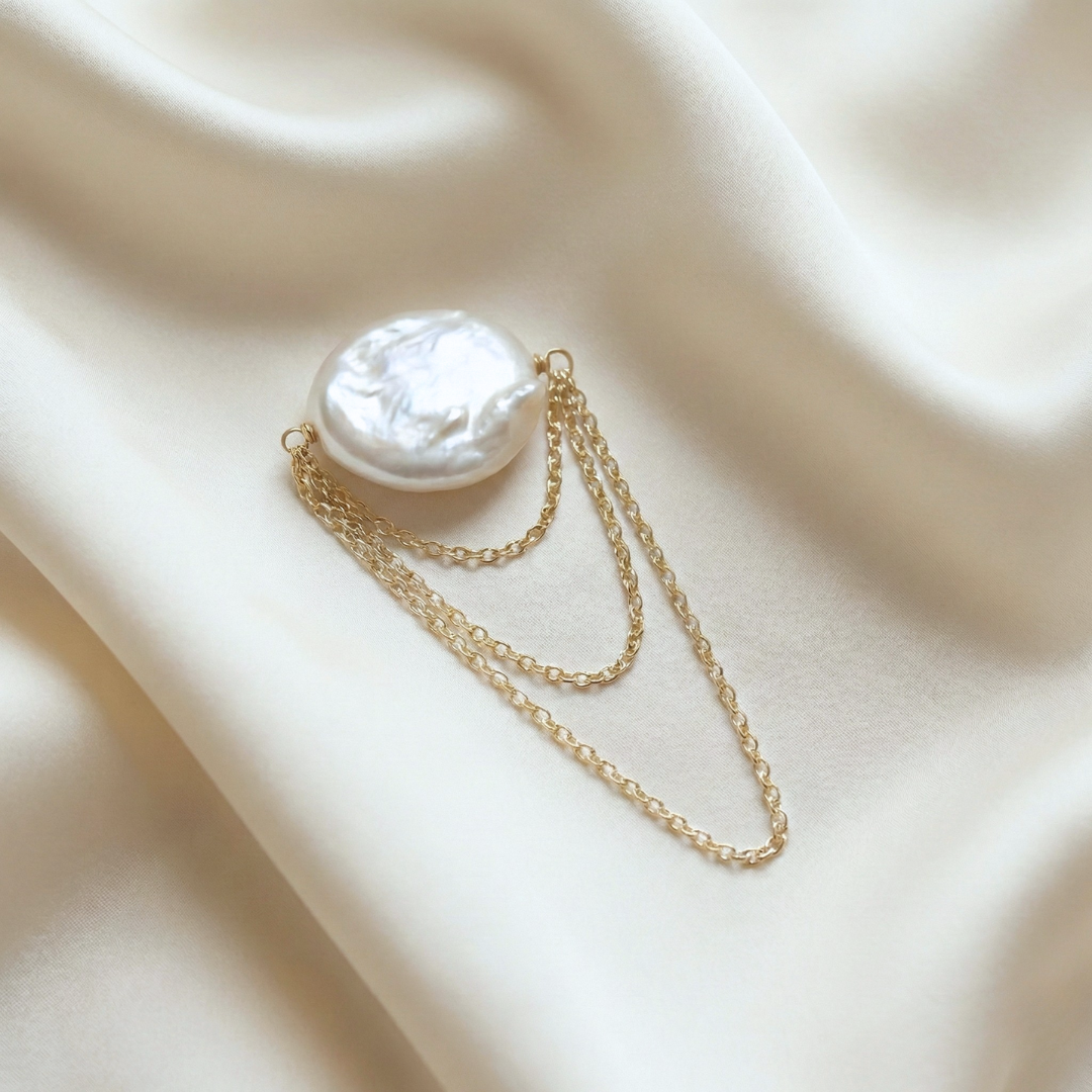 Charlotte Pearl Chain Brooch