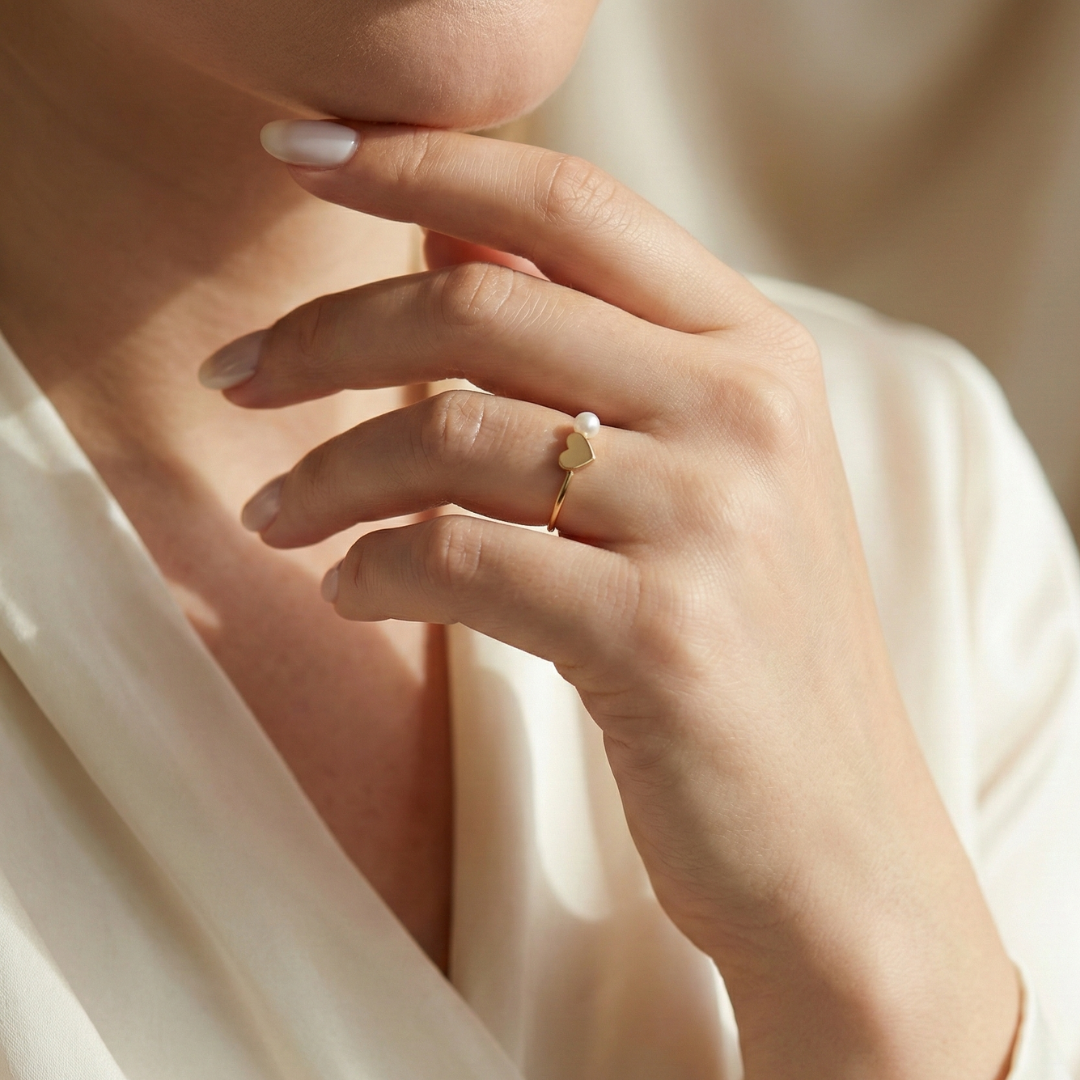 Daphne Heart and Pearl Ring