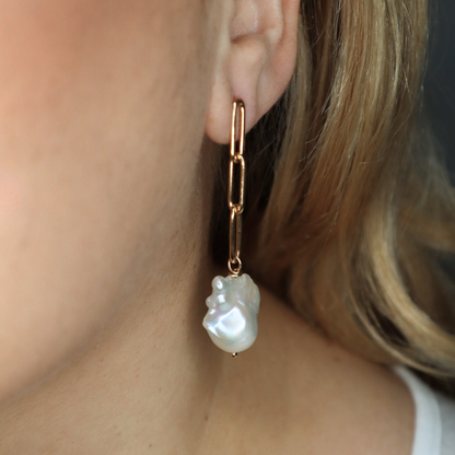 Lucia Long Baroque Pearl Earrings