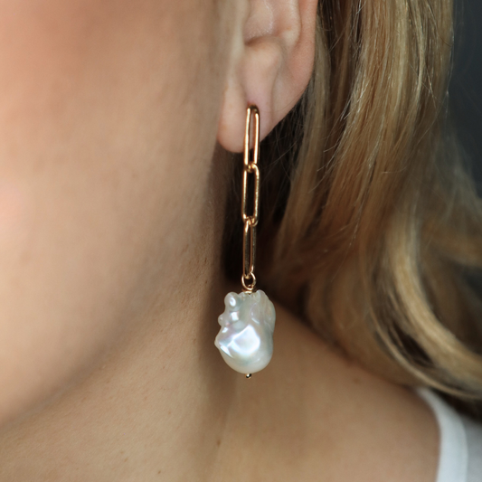 Lucia Long Baroque Pearl Earrings