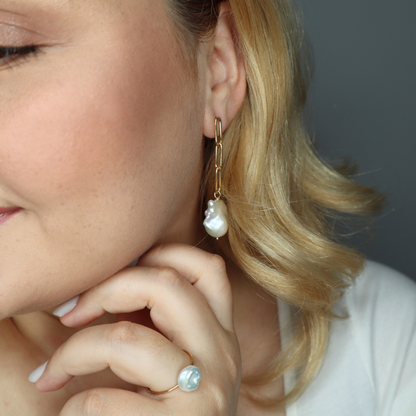 Lucia Long Baroque Pearl Earrings