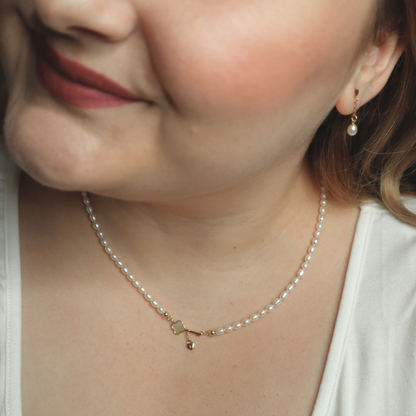 Juliette Key and Heart Locket Pearl Necklace