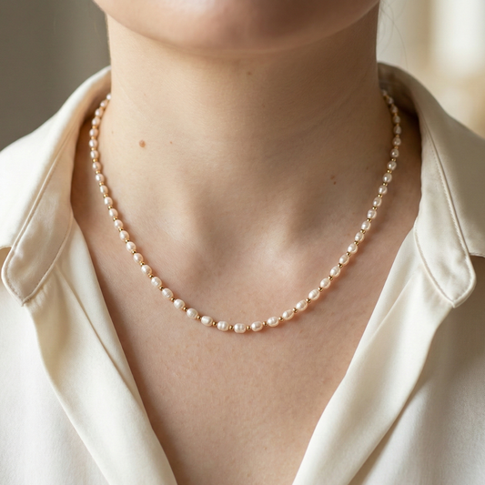 Phoebe Beads and Seed Pearl Necklace