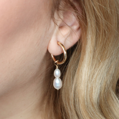 Ella 2 in 1 Double Pearl Hoop Earrings