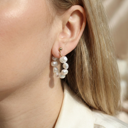 Iris Baroque Pearl Hoop Earrings