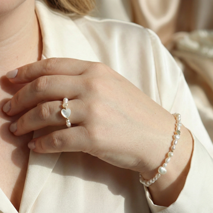 Selene Hearts, Beads and Pearls Ring